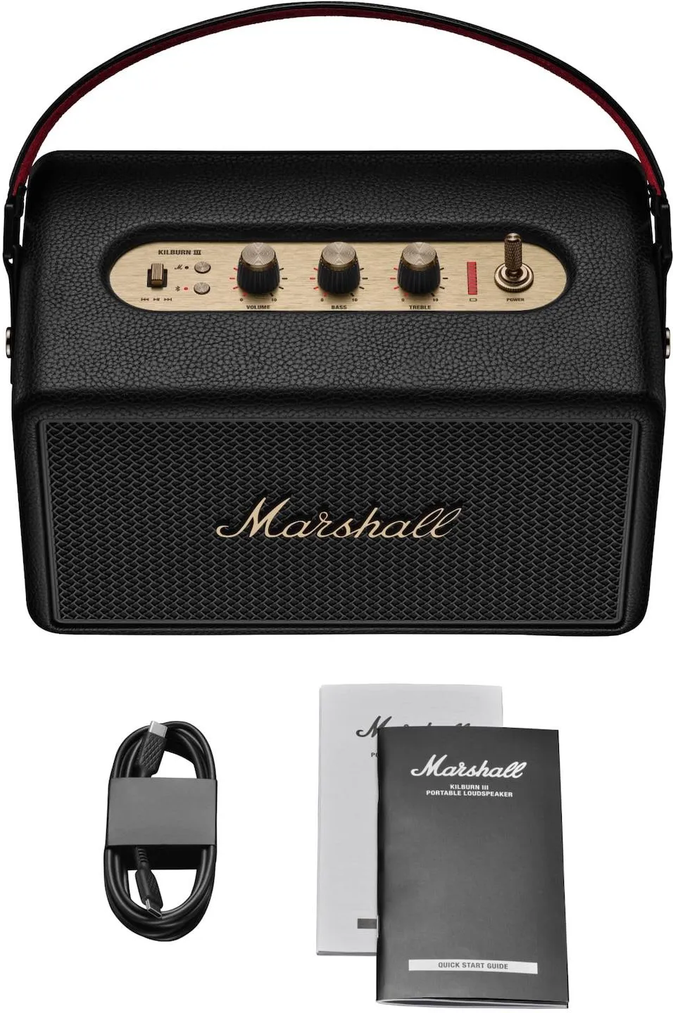 Портативная Bluetooth-колонка Marshall Kilburn III, чёрная с латунной отделкой