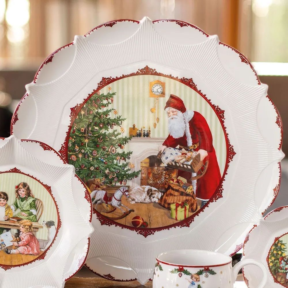 Большое новогоднее блюдо 42см "Дед Мороз с детьми", Toy's Fantasy, Villeroy & Boch, Премиум-Фарфор