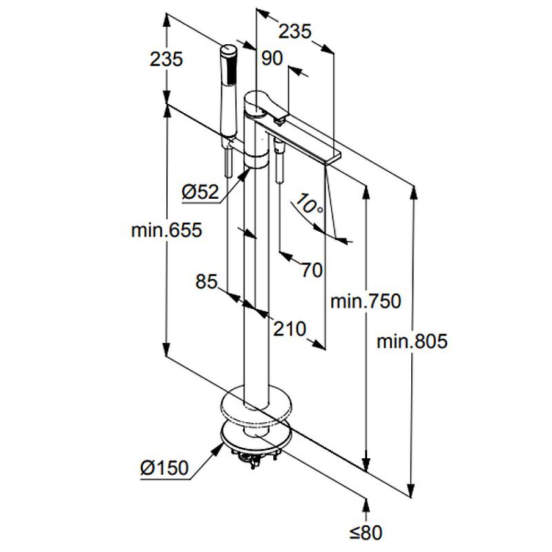 cмеситель Kludi Zenta SL 485900565 для ванны с душем, хром