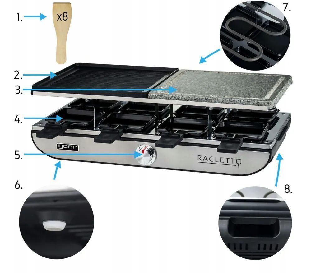 Электрический гриль Raclette YOER ERG04S