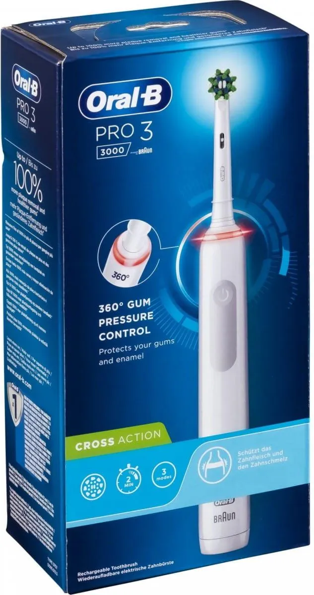 Электрическая зубная щётка Oral-B Pro 3 3000, с зарядной станцией
