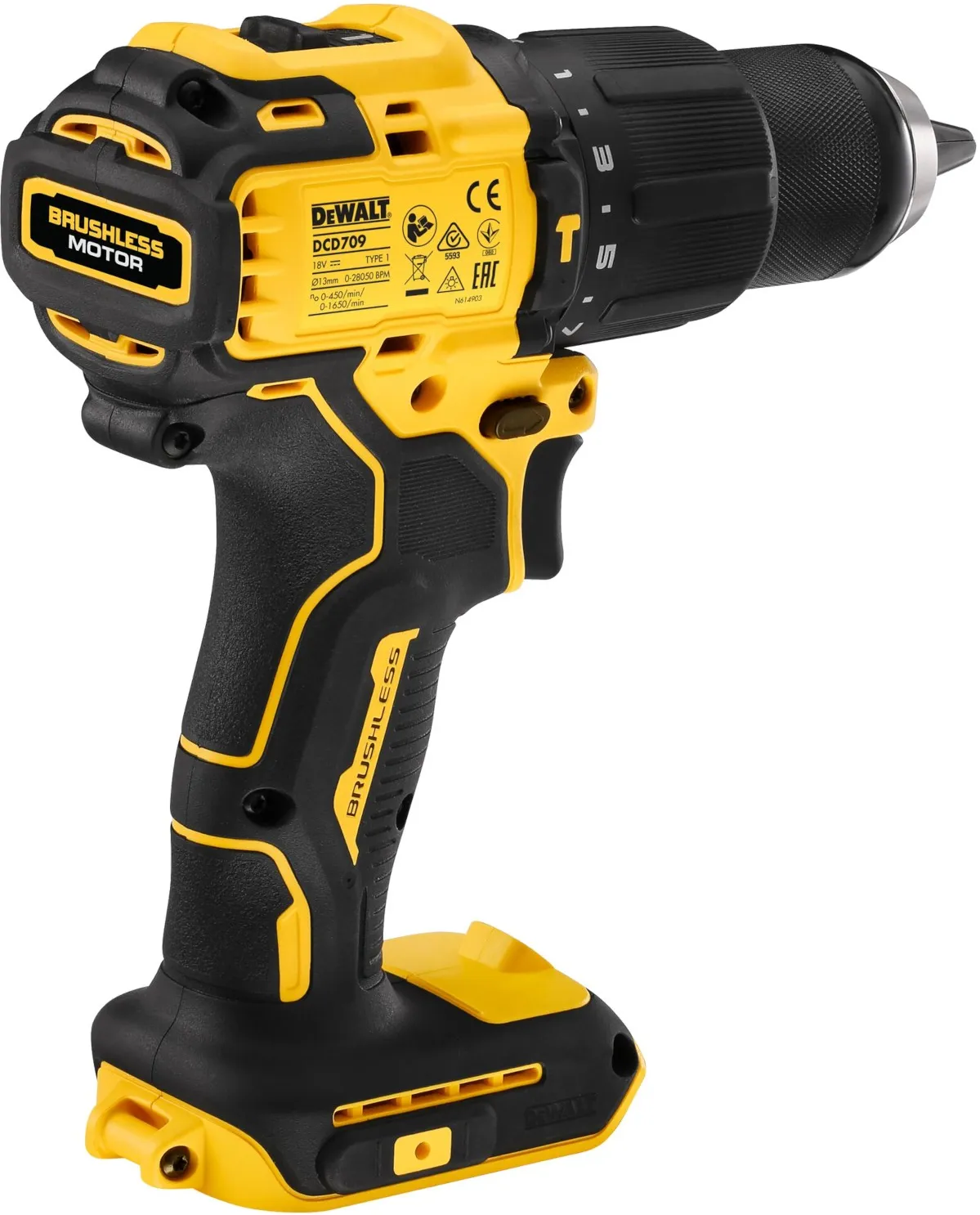 Аккумуляторная ударная дрель-шуруповерт DeWalt DCD709P2T-QW, с 2 АКБ, ЗУ и кейсом TSTAK