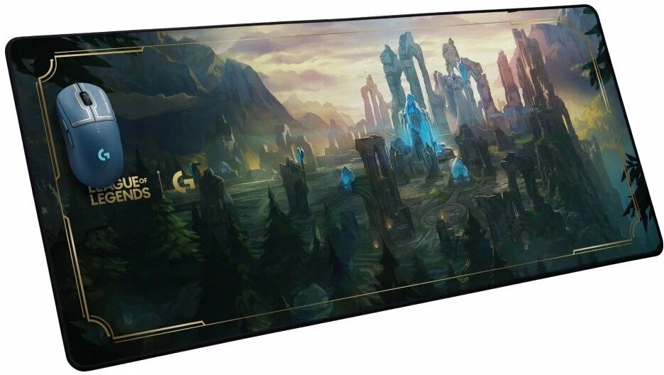 Коврик Logitech G League of Legends G840 XL Gaming Mouse Pad, синий/зеленый, XL, 890 гр