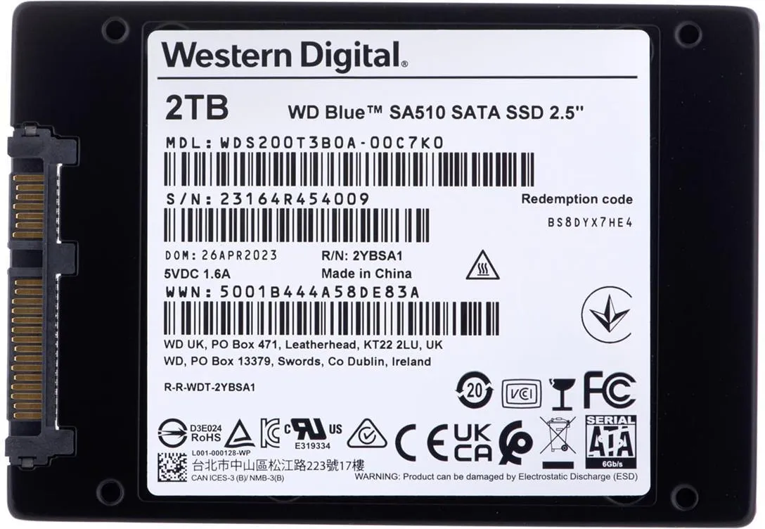 SSD-накопитель Western Digital Blue 2 ТБ 2.5" (WDS200T3B0A)