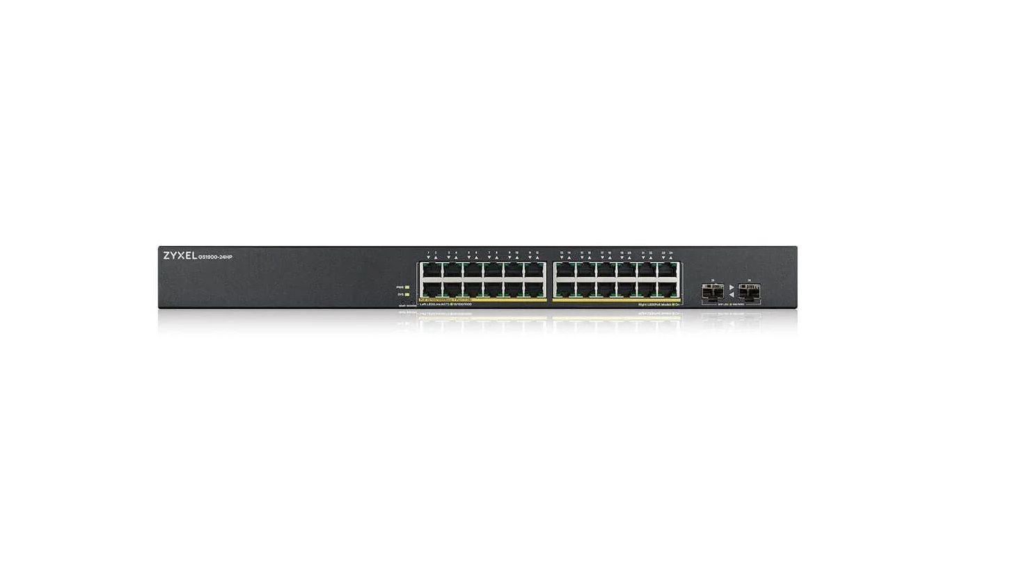 Коммутатор ZYXEL GS1900-24HPv2, Smart L2 PoE + switch rack 19 ", 24xGE PoE +, 2xSFP, PoE budget 170 W