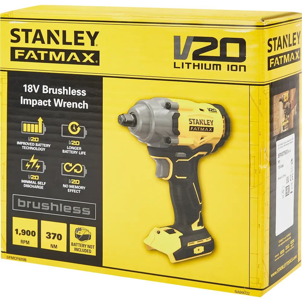 Гайковерт аккумуляторный Stanley Fatmax SFMCF920B-XJ SF, 18 В, без АКБ и ЗУ, 370 Нм