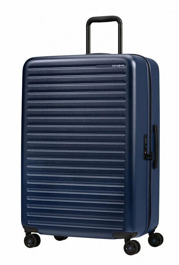 Чемодан Samsonite, поликарбонат, опорные ножки на боковой стенке, адресная бирка, 126 л, размер XL, синий