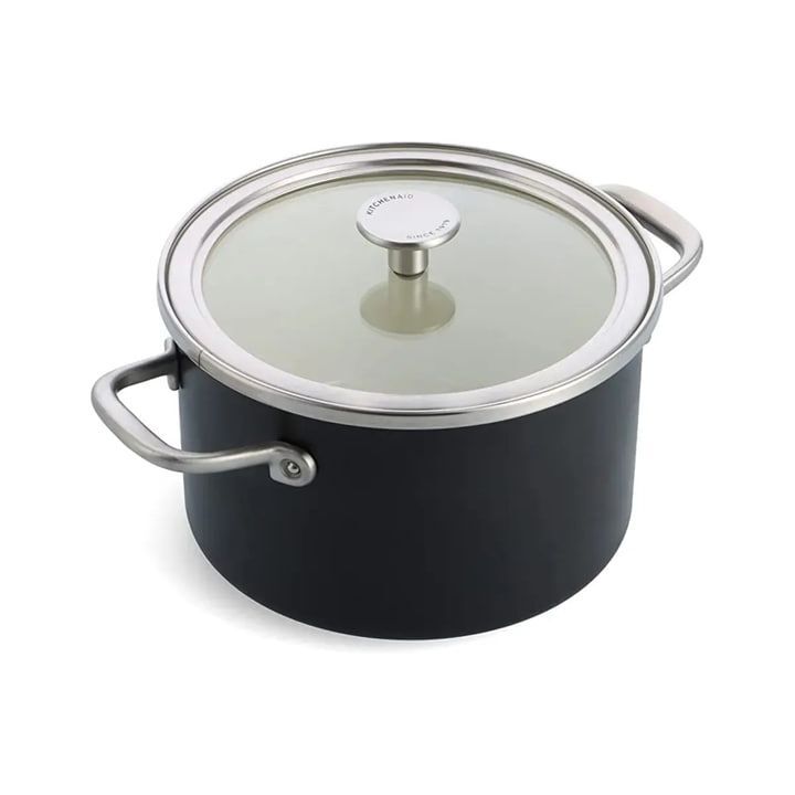 Эмалированная кастрюля Kitchenaid с крышкой 3,7 л, черная