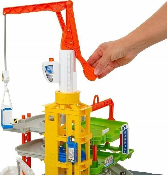 Игрушечный трек Matchbox Action Drivers - Игровой набор Строительная площадка с краном, звуком и светом HPD63