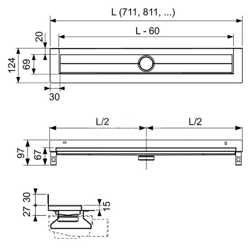 Душевой желоб TECE drainline (601501)