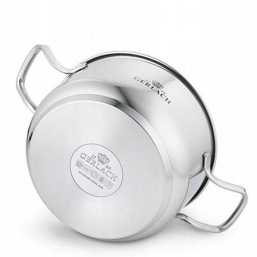 Кастрюля Gerlach с крышкой SIMPLE-24см, 2л, нержавеющая сталь, серебро, 24 см