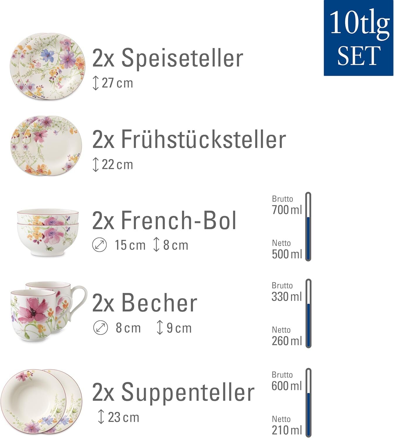 Набор посуды Villeroy & Boch Mariefleur Basic 10 шт