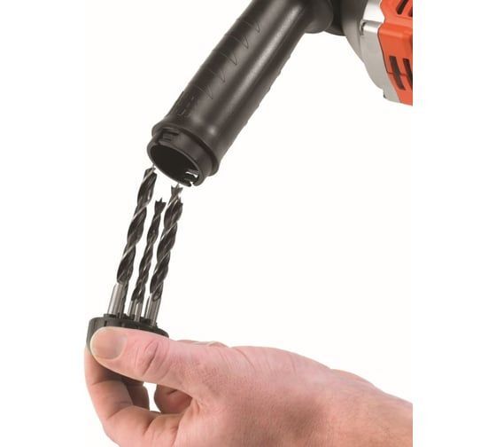 Ударная дрель BLACK+DECKER KR1102K, 1100 Вт, без аккумулятора