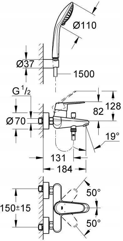 Смеситель для ванны и душа Grohe Eurostyle Cosmopolitan 33395002