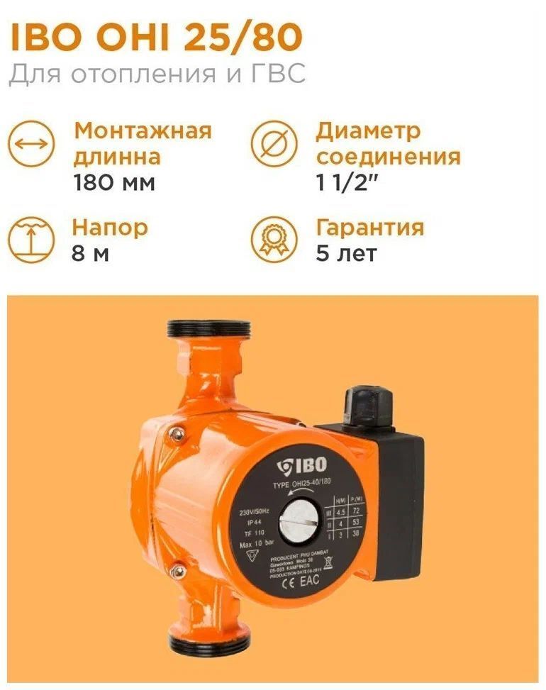 Циркуляционный насос IBO OHI 25-80/180