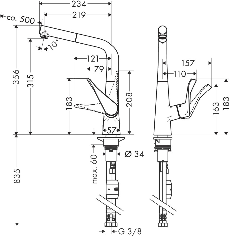 Смеситель Hansgrohe Metris хром 14821000
