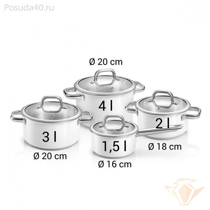 Набор кастрюль Tescoma Delight 780110 8 пр. белый