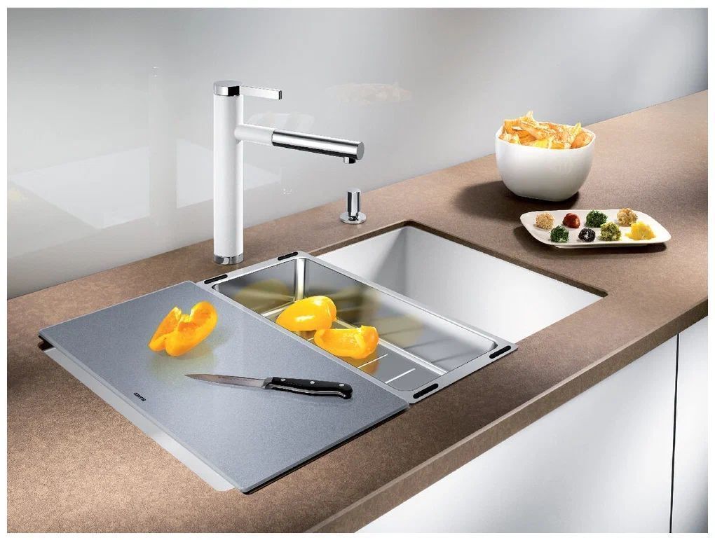 Разделочная доска для кухонной мойки Blanco 227697, 43.5х24 см, серый