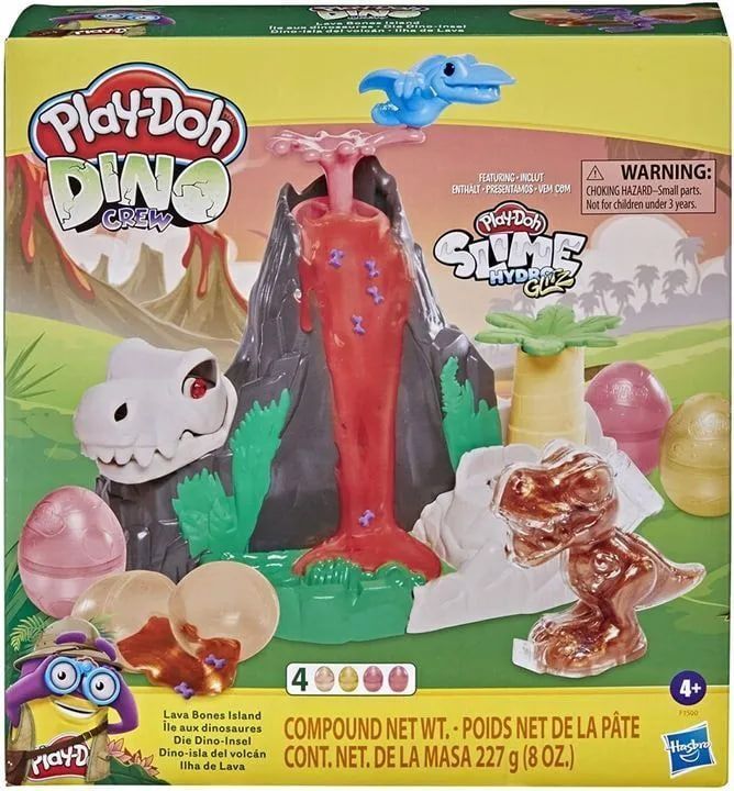 Игровой набор для лепки Play-Doh Dino Slime Набор Слаймов Остров Динозавров с Вулканом F1500