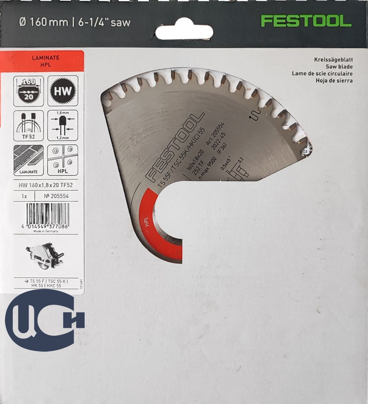 Пильный диск Festool HW 160x1,8x20 TF52 205554