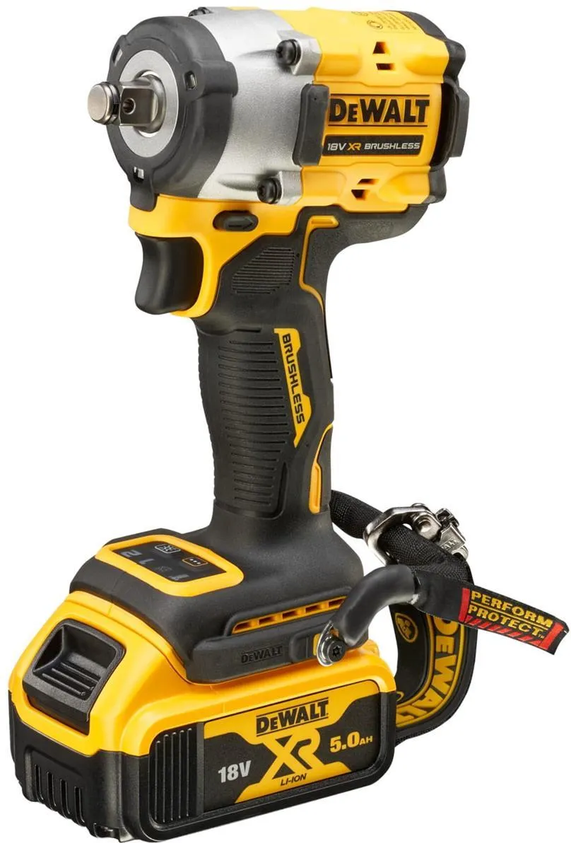 Аккумуляторный ударный гайковерт 1/2" (с креплением для страховки) DeWalt DCF921P2LR-TXJ, с 2 АКБ (5.0 Ач), ЗУ и кейсом