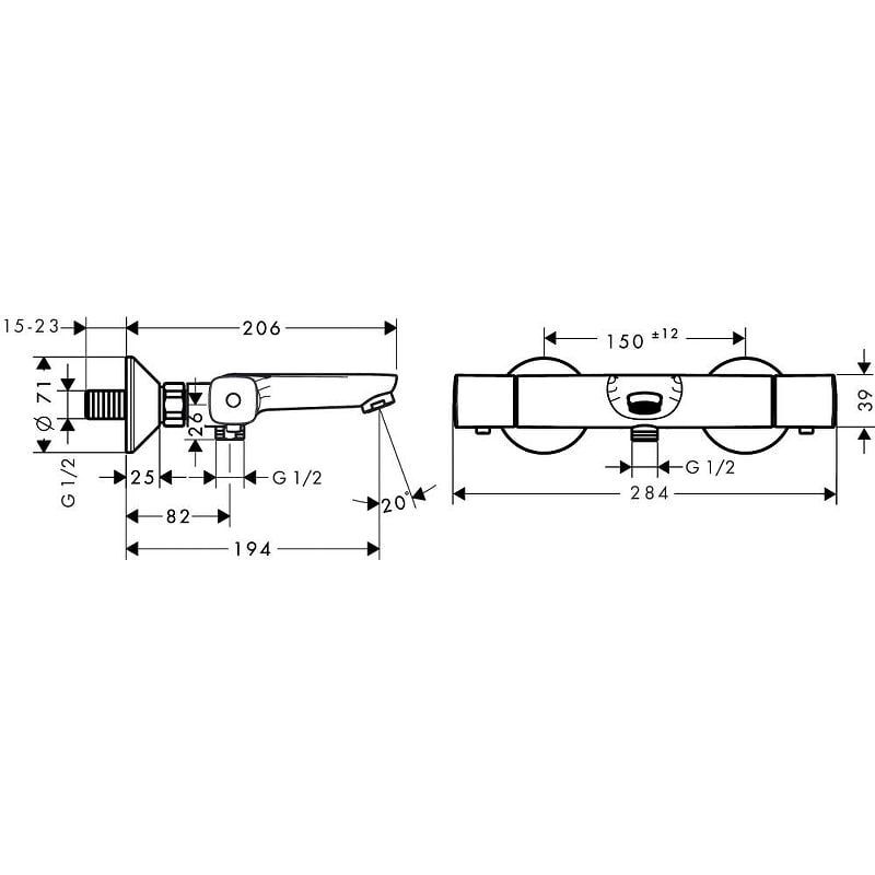 Смеситель для ванны hansgrohe Ecostat Universal 13123000 хром