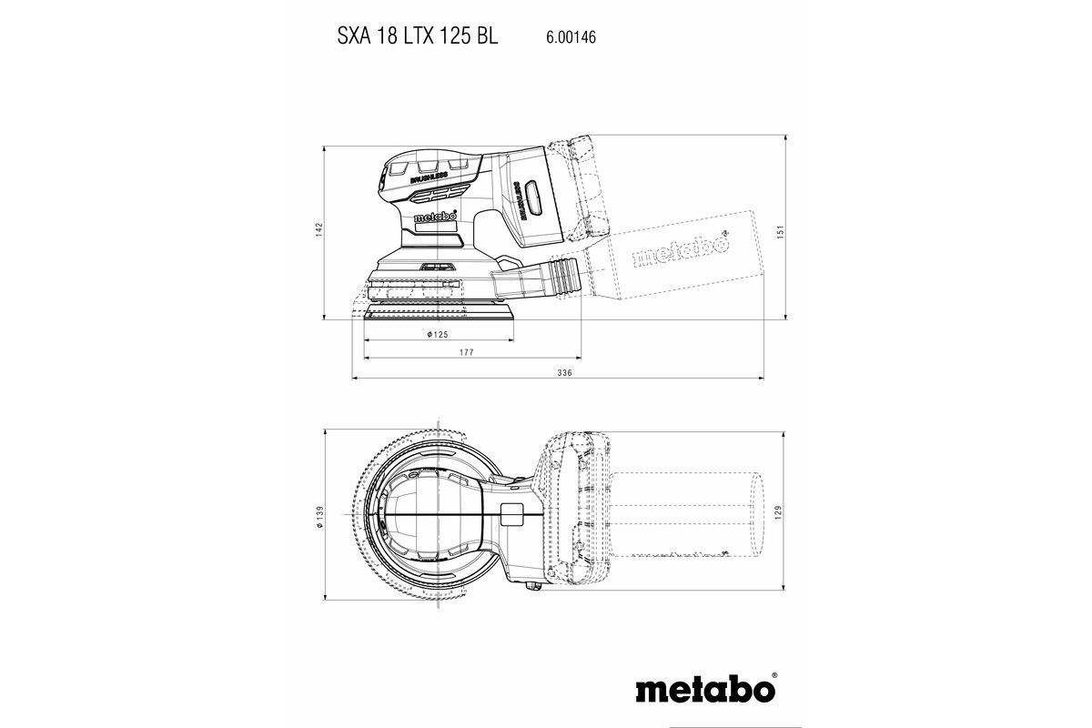 Аккумуляторная эксцентриковая шлифовальная машина Metabo SXA 18 LTX 125 BL (600146840)
