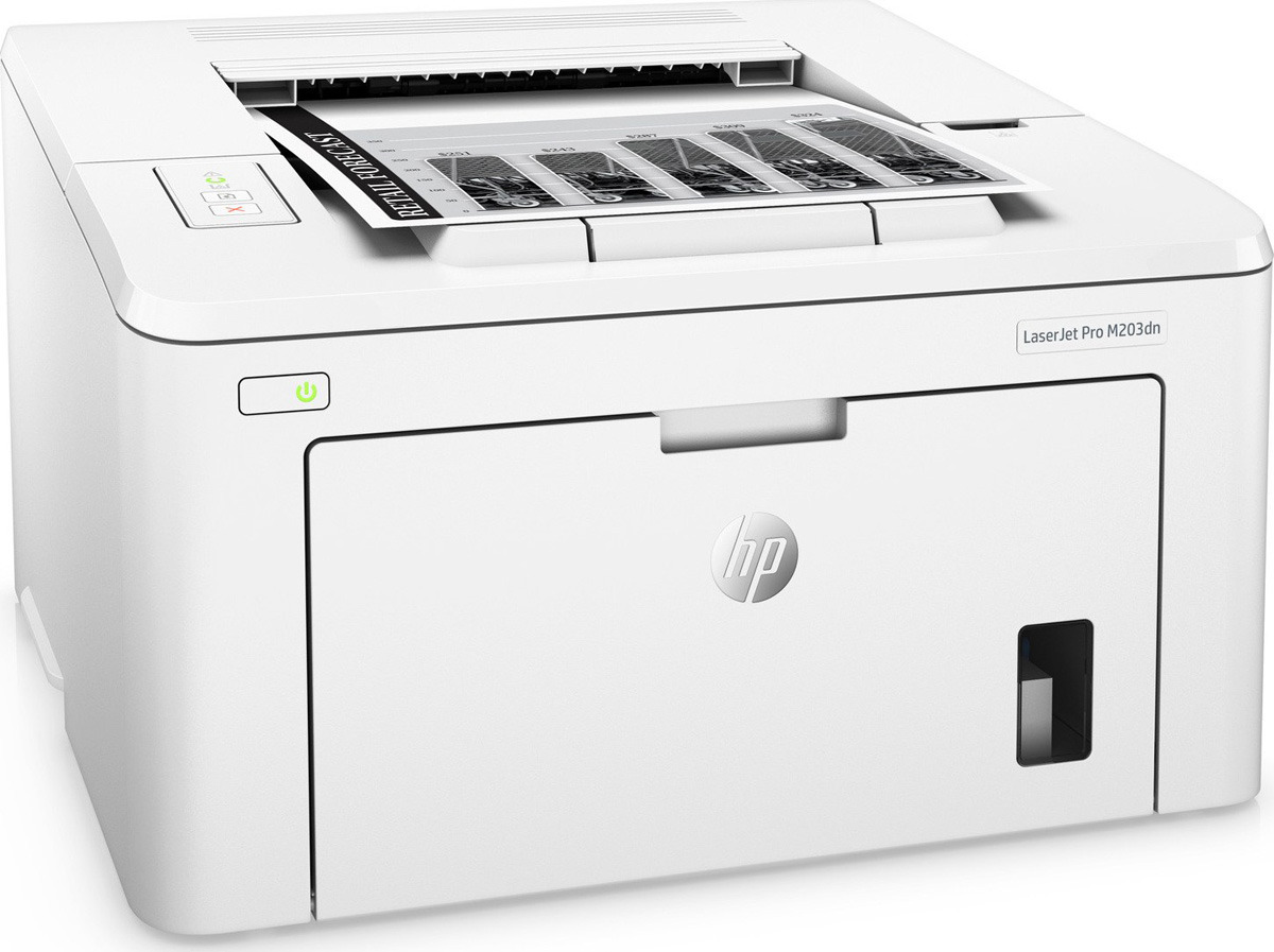 Принтер лазерный HP LaserJet Pro M203dn, ч/б, A4, белый