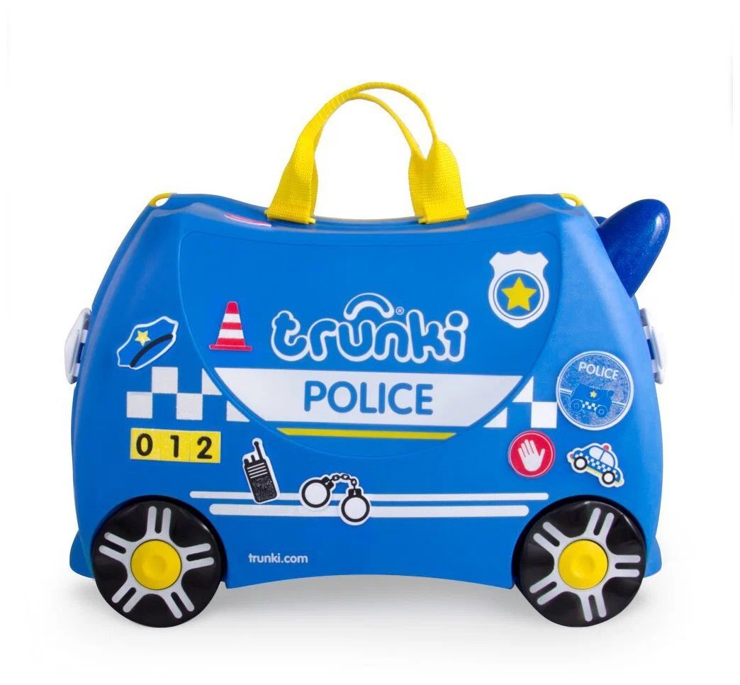 Чемодан-каталка trunki, ручная кладь, 46х31х21 см, 18 л, 1.7 кг, Полицейская машина Percy