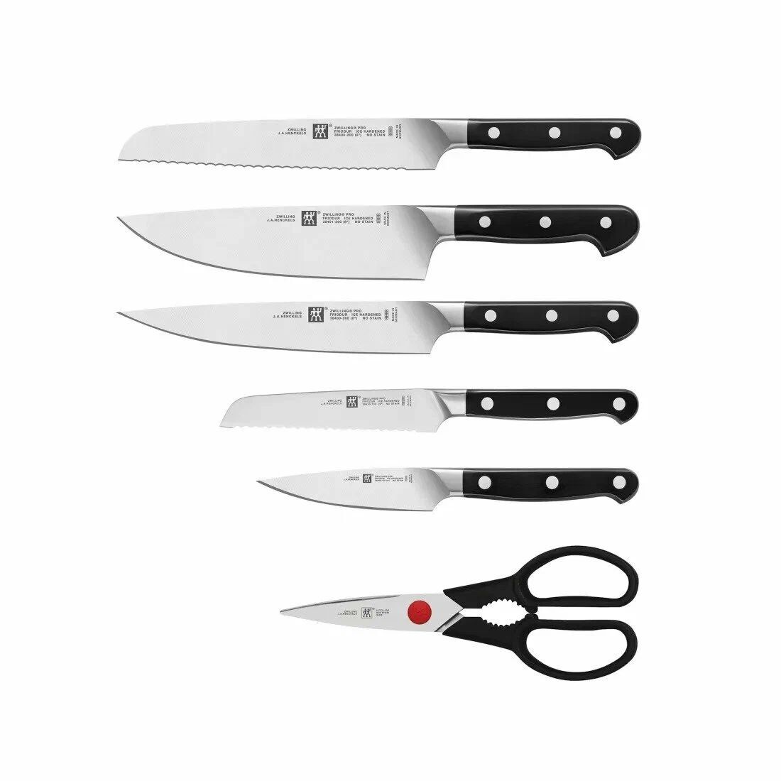 Набор Zwilling J. A. Henckels Pro 38448-007, 5 ножей и ножницы с подставкой