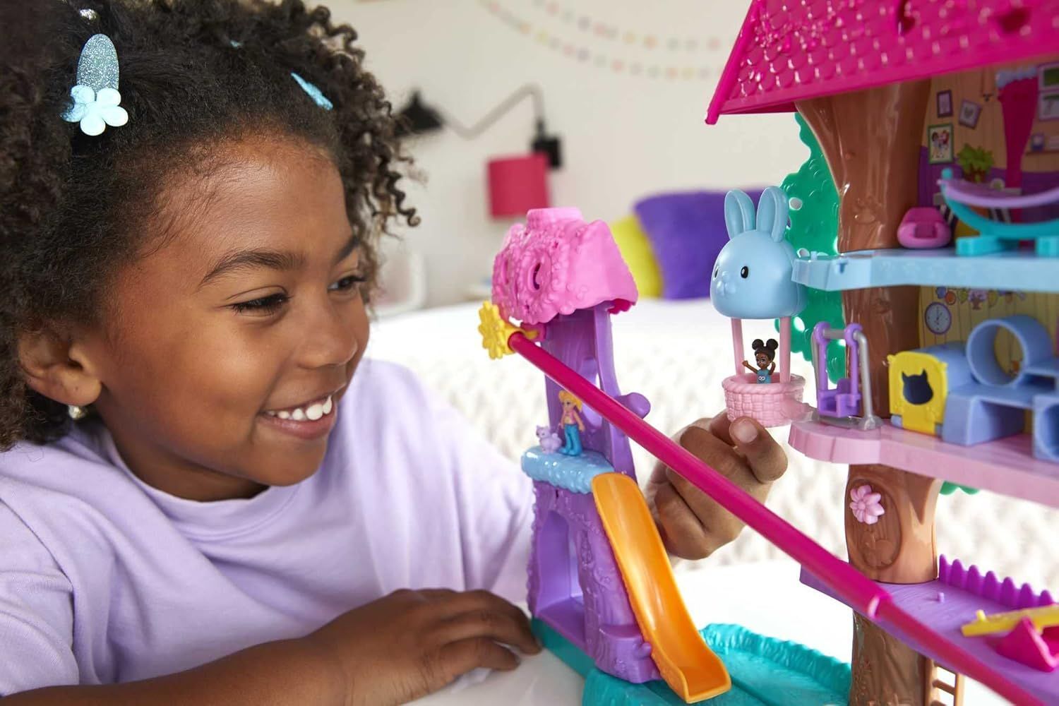 Игровой набор Mattel Polly Pocket Приключения животных в домике на дереве HHJ06 / HJJ98