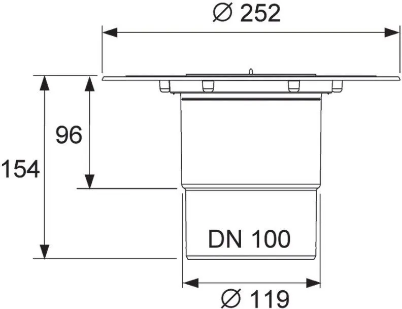 Точечный трап TECE drainpoint S вертикальный с универсальным фланцем DN 100 3607600