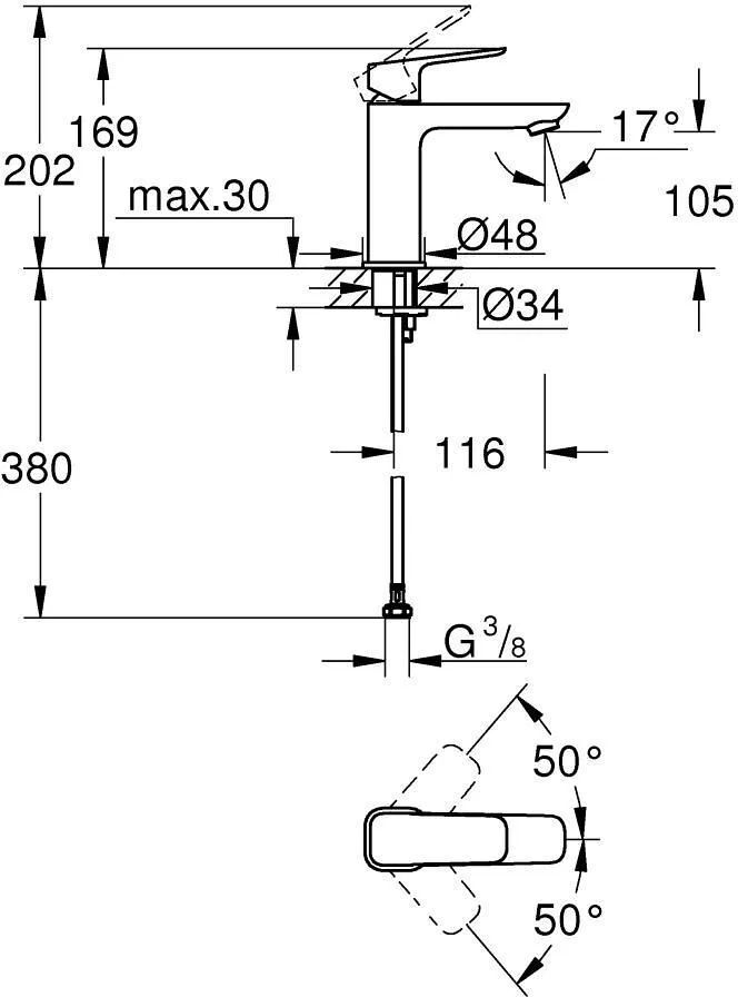 Смеситель для раковины Grohe Cubeo 1017552430 матовый черный