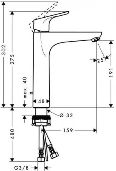 Смеситель для раковины Hansgrohe Focus E2 190 со сливным гарнитуром, хром 31608000