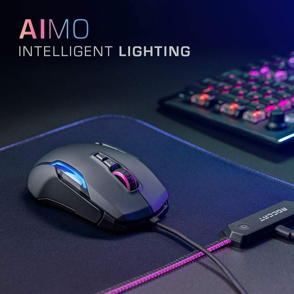 Мышь игровая с подсветкой проводная ROCCAT Kone AIMO Remastered черная