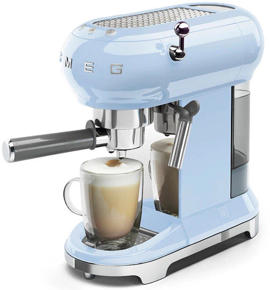 Кофеварка рожковая Smeg ECF01, пастельно-голубой