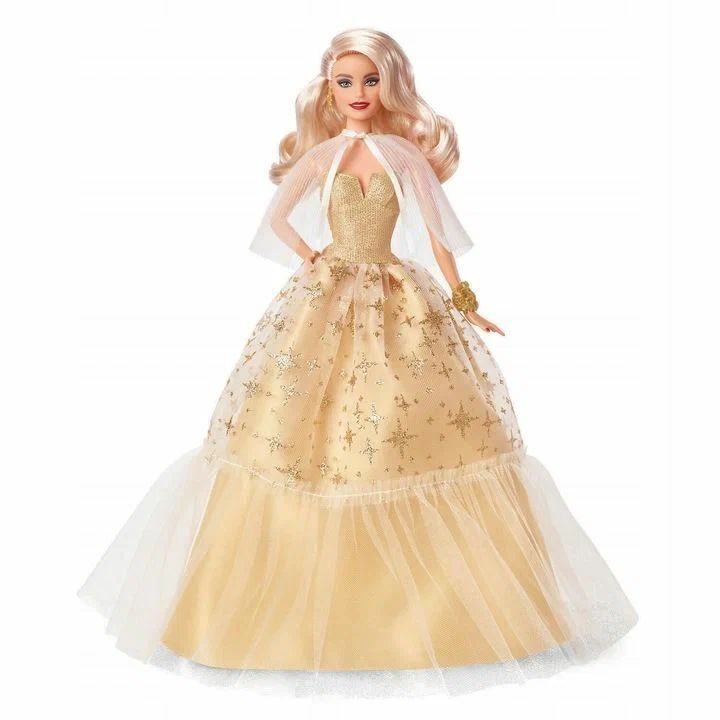 Кукла Barbie Mattel Signature - Фирменная рождественская кукла Барби 2023 блондинка в золотом платье HJX08