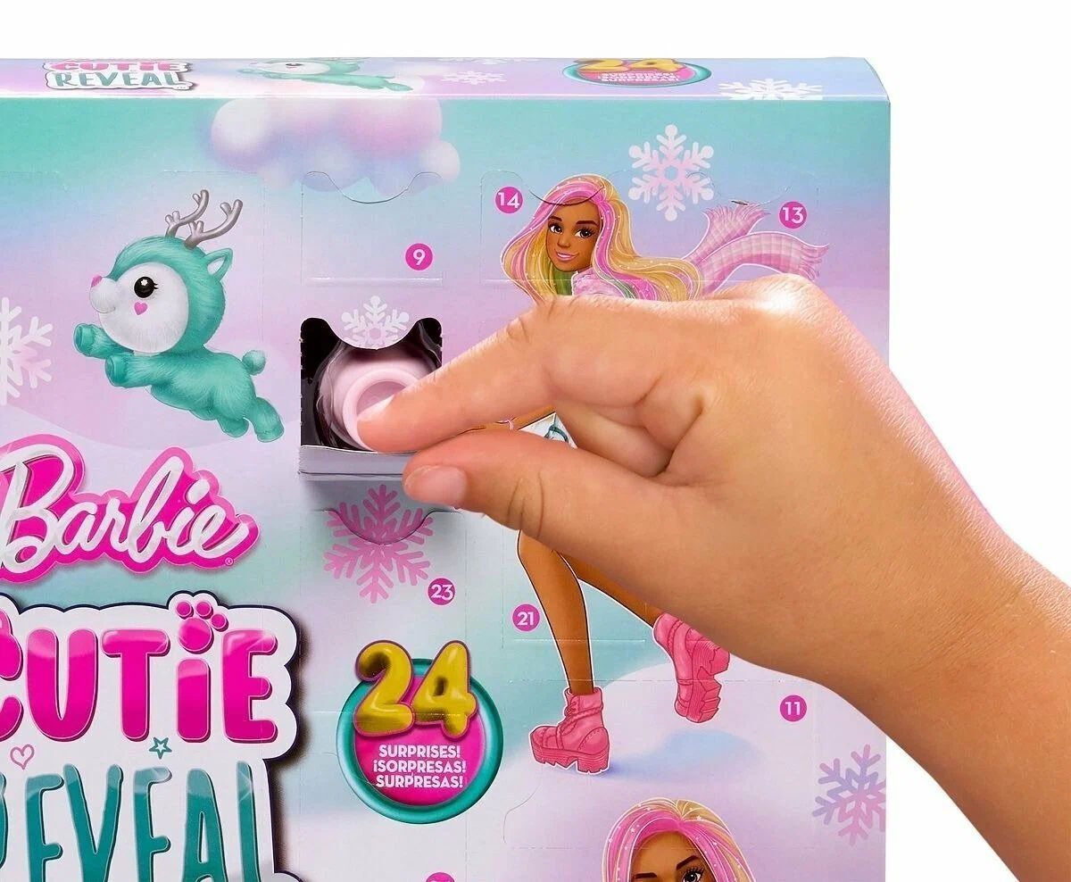 Игровой набор с куклой Адвент календарь Барби Barbie Cutie Reveal с 25 сюрпризами HJX76