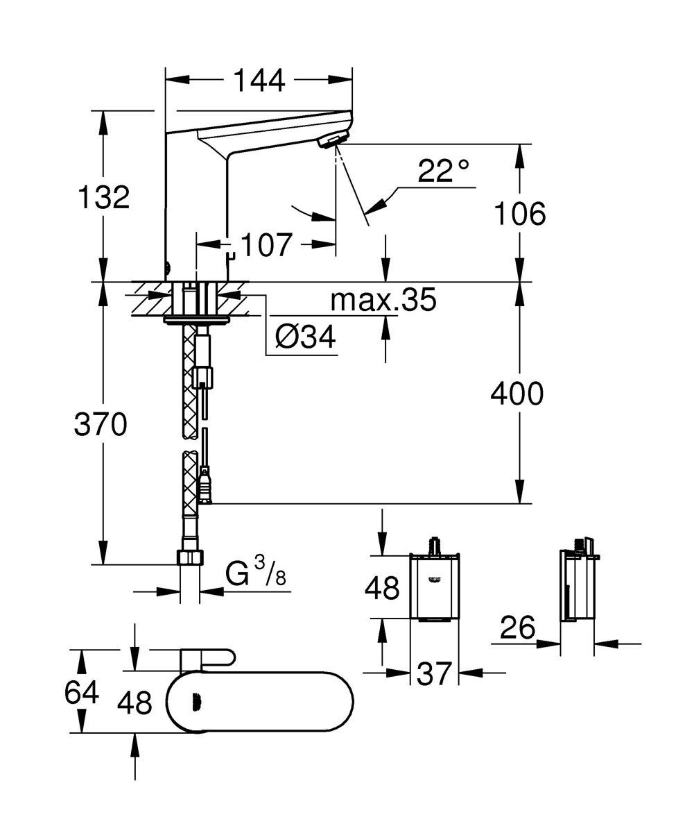 Смеситель для раковины (умывальника) Grohe Eurosmart Cosmopolitan E 36327001 серебристый