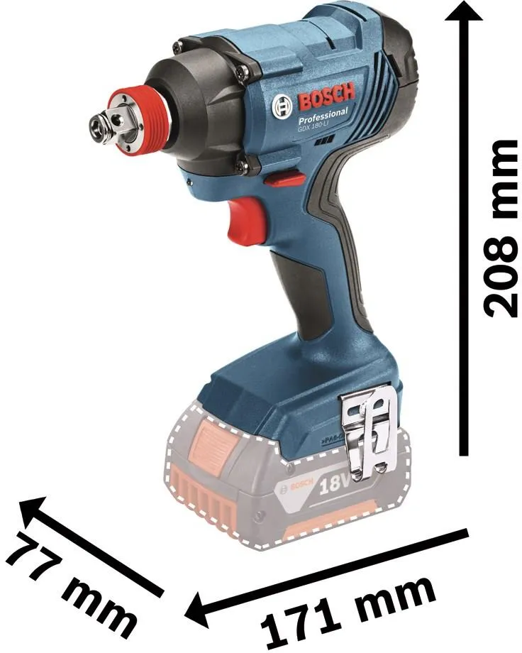 Комбинированный гайковёрт/шуруповёрт Bosch GDX 180-LI Professional 06019G5226
