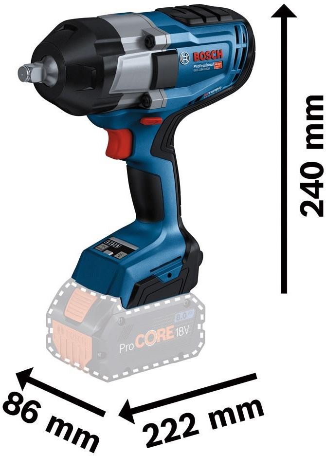 Аккумуляторный гайковерт Bosch GDS 18V-1000 Professional  (2 АКБ x 5 Ач, ЗУ, кейс), 06019J8304