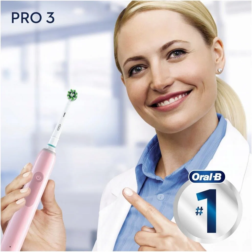 Электрическая зубная щётка Oral-B Pro 3 3900N Black & Pink, набор из 2 щёток с зарядной станцией