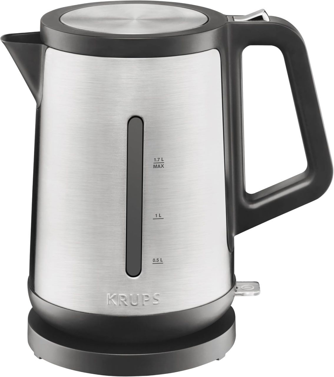 Электрочайник Krups BW442D, емкостью 1,7 л, мощностью 2400 Вт, серебристый/черный
