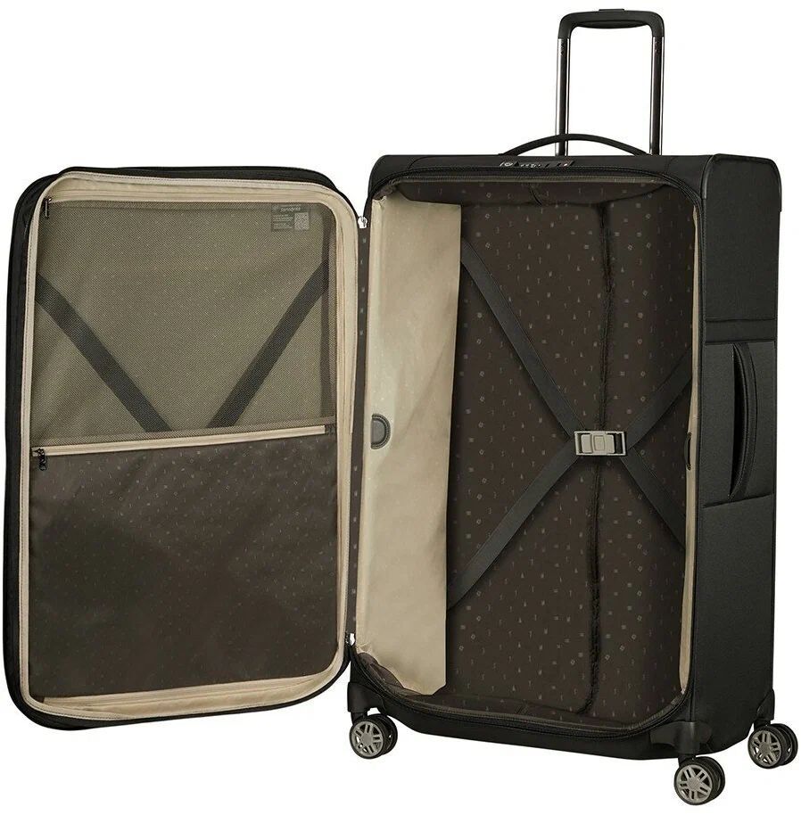 Чемодан Samsonite Airea, текстиль, адресная бирка, 120 л, размер L, черный