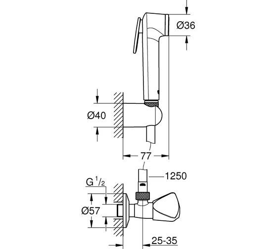 Смеситель для биде с держателем и угловым вентилем Grohe Tempesta-F Trigger Spray 30 27514001