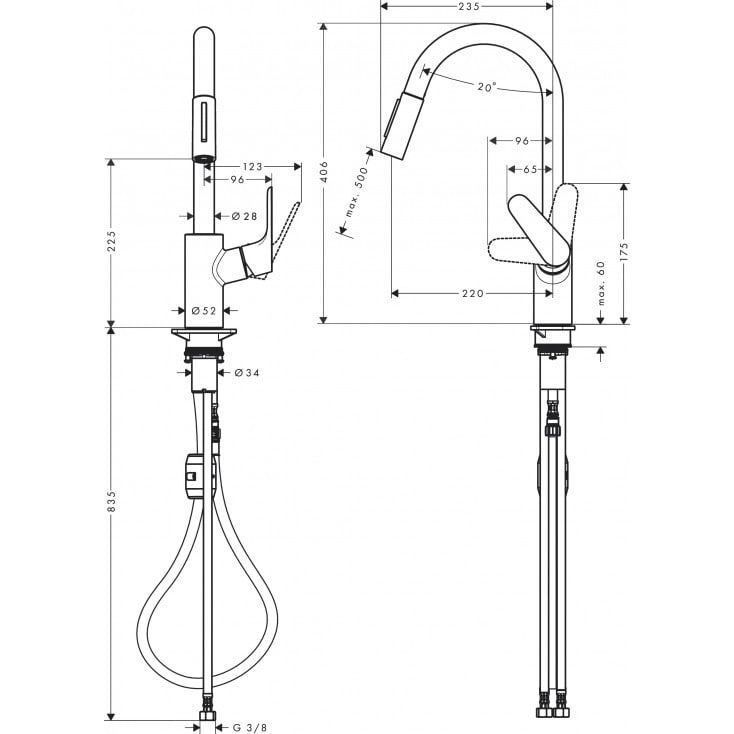Смеситель для кухни (мойки) hansgrohe Focus M41 31815670 матовый черный