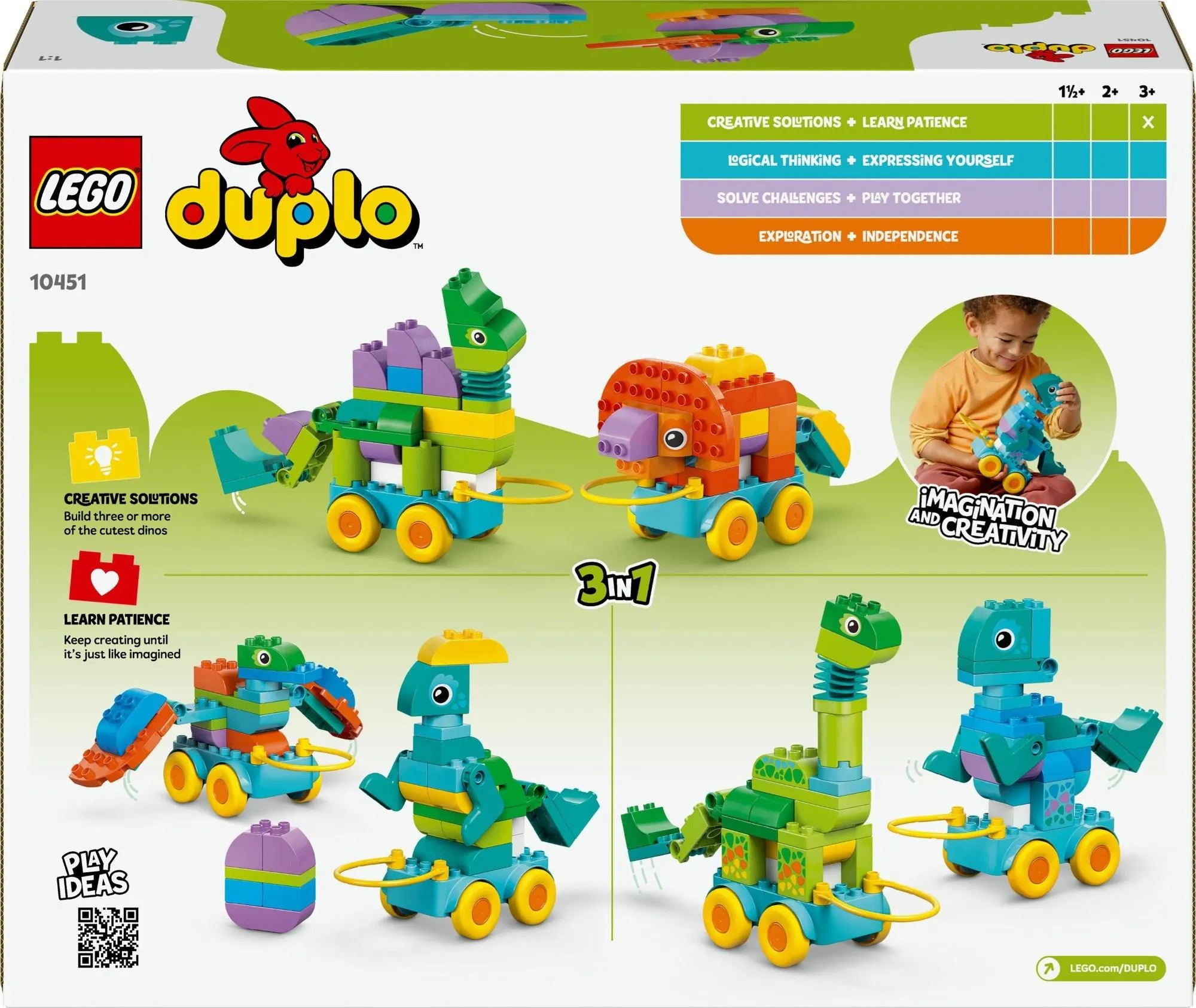 Конструктор LEGO DUPLO 10451 Динозавры на колёсах 3 в 1