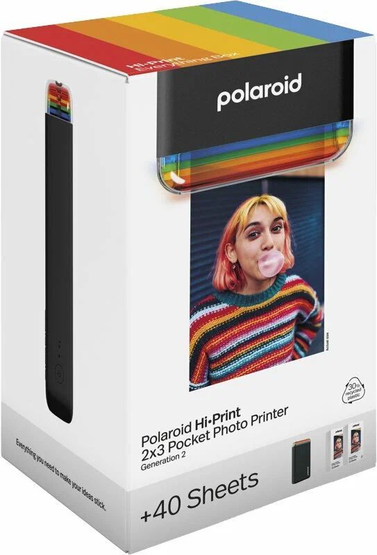 Фотопринтер компактный POLAROID Hi-print + 40 карточек (E-box) черный
