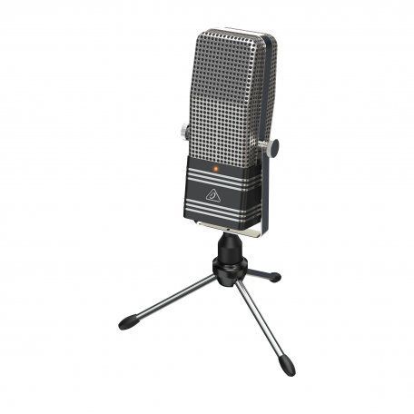 Behringer BV44 винтажный броадкастовый конденсаторный USB-микрофон из 1940-х, суперкардиоидный, диафрагма 14 мм, 50-17000 kHz, SPL 132 дБ, со стойкой