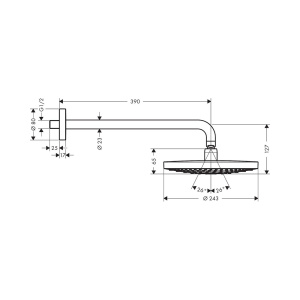 Душевая головка с рычагом 390мм Hansgrohe Raindance Select S 240 2jet Eco Smart 26470000, хром